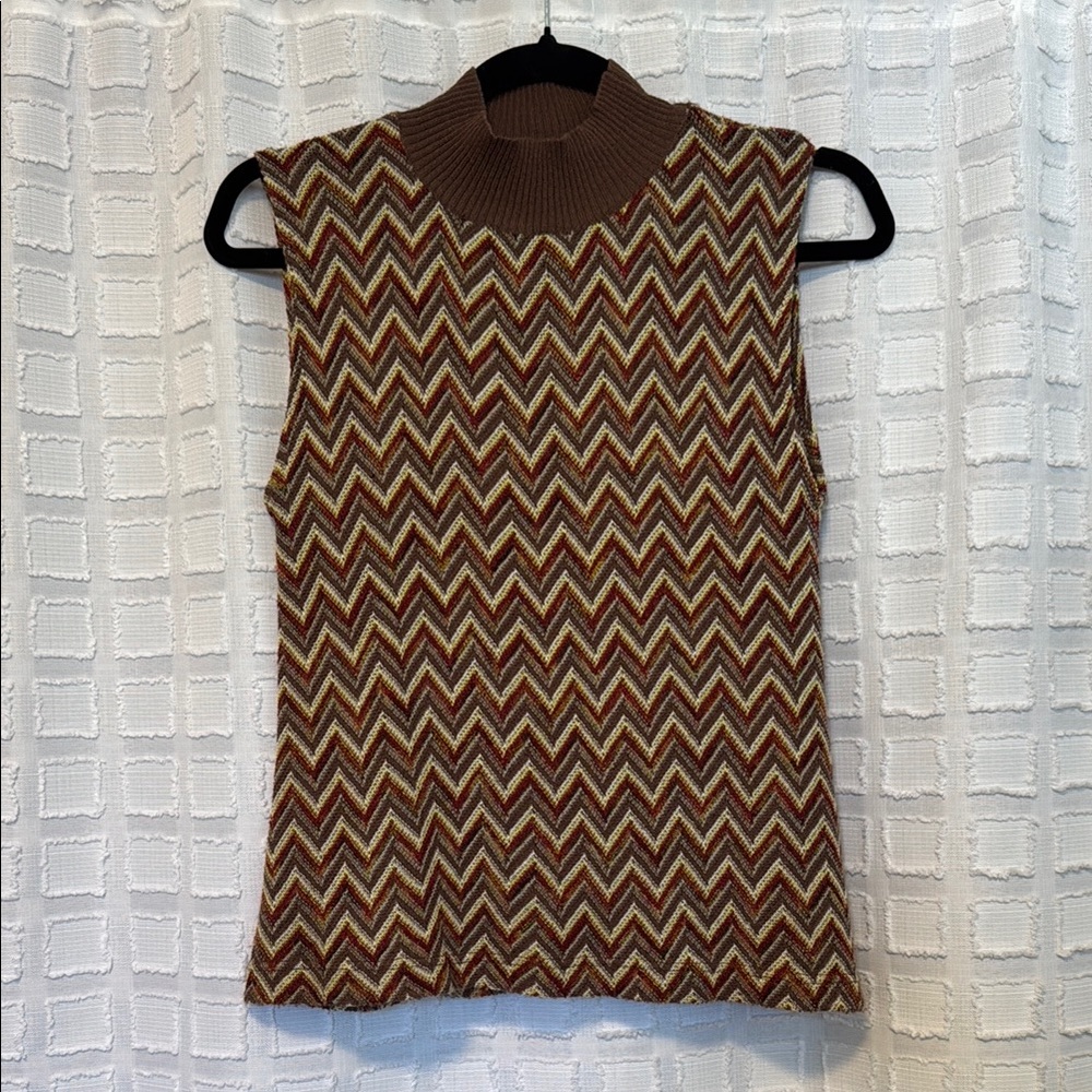 Vintage Saint Florent Chevron Pattern Sleeveless Top